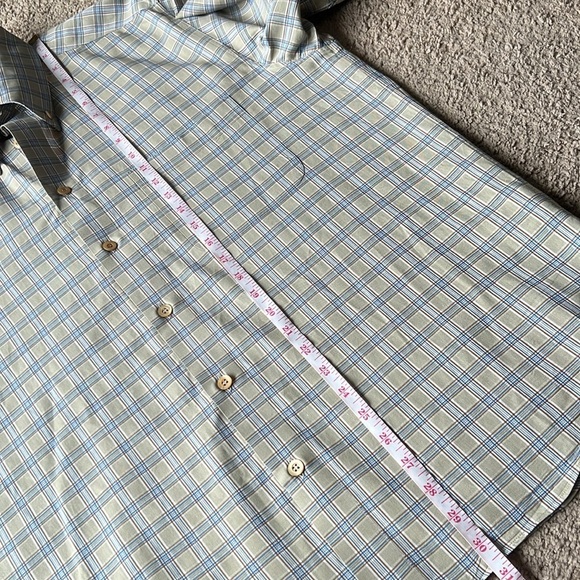 Ermenegildo Zegna Tan Blue Plaid Button Up Shirt with Pocket - Picture 8 of 8